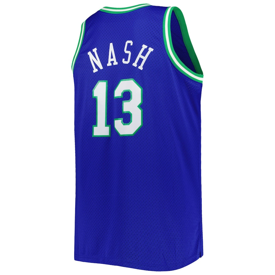 D.Mavericks #13 Steve Nash Mitchell & Ness Big & Tall Hardwood Classics 1998-99 Swingman Jersey Blue Stitched American Basketball Jersey - Main View
