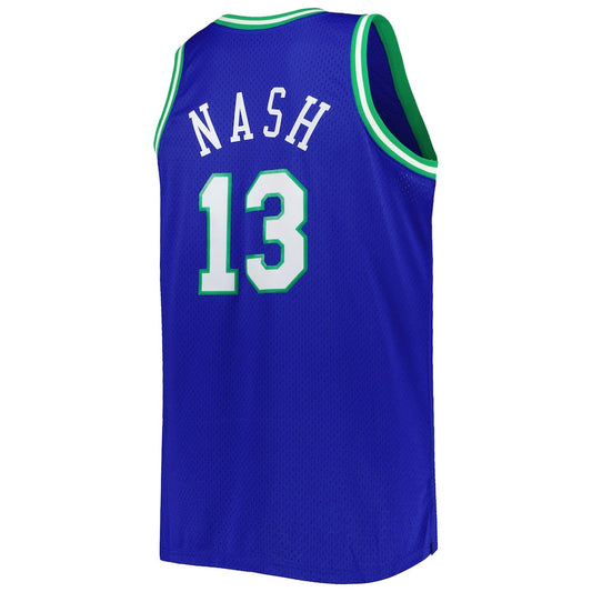 D.Mavericks #13 Steve Nash Mitchell & Ness Big & Tall Hardwood Classics 1998-99 Swingman Jersey Blue Stitched American Basketball Jersey - Main View