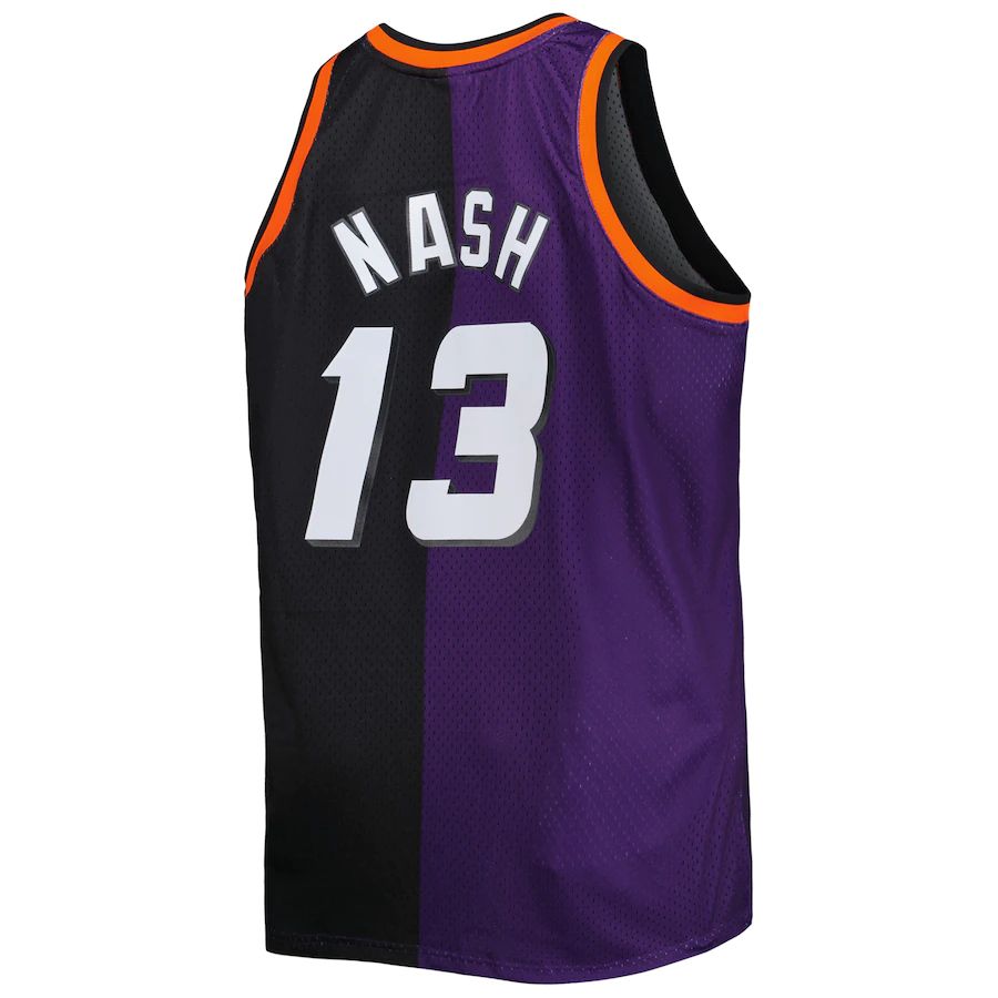 P.Suns #13 Steve Nash Mitchell & Ness Big & Tall Hardwood Classics 1996-97 Split Swingman Jersey Purple-Black Stitched American Basketball Jersey - Main View
