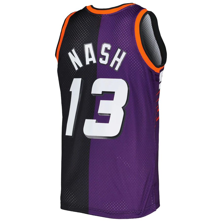 P.Suns #13 Steve Nash Mitchell & Ness Hardwood Classics 1996-97 Split Swingman Jersey Purple-Black Stitched American Basketball Jersey - Main View