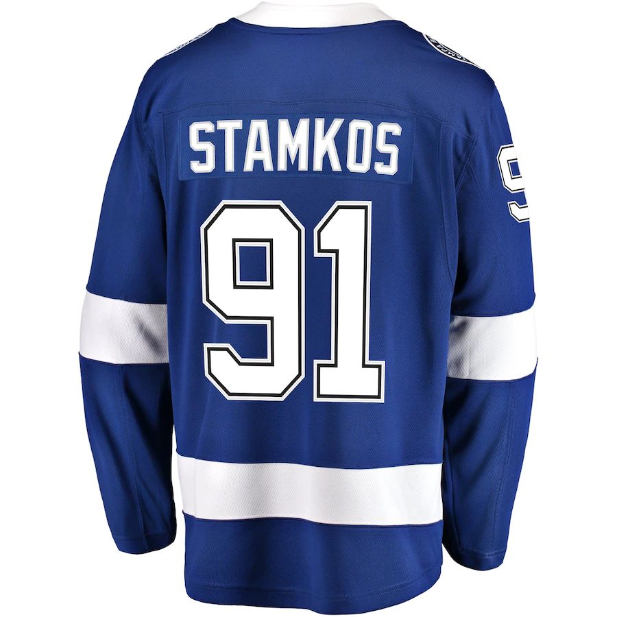 TB.Lightning #91 Steven Stamkos Fanatics Branded Breakaway Player Jersey Blue Stitched American Hockey Jerseys - Main View