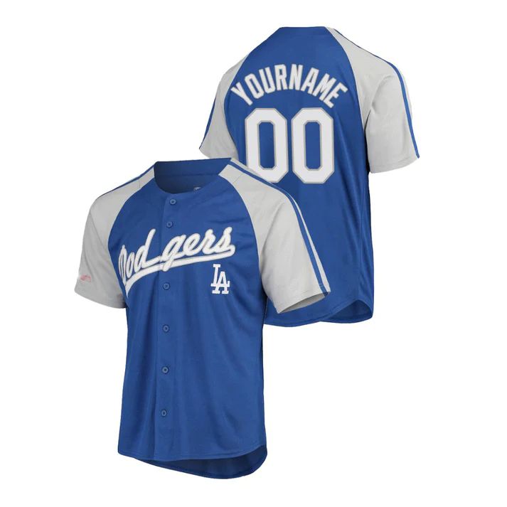Baseball Jerseys Custom Los Angeles Dodgers Stitched Button Down Raglan Jersey - Main View