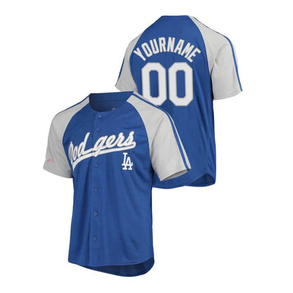 Baseball Jerseys Custom Los Angeles Dodgers Stitched Button Down Raglan Jersey - Main View