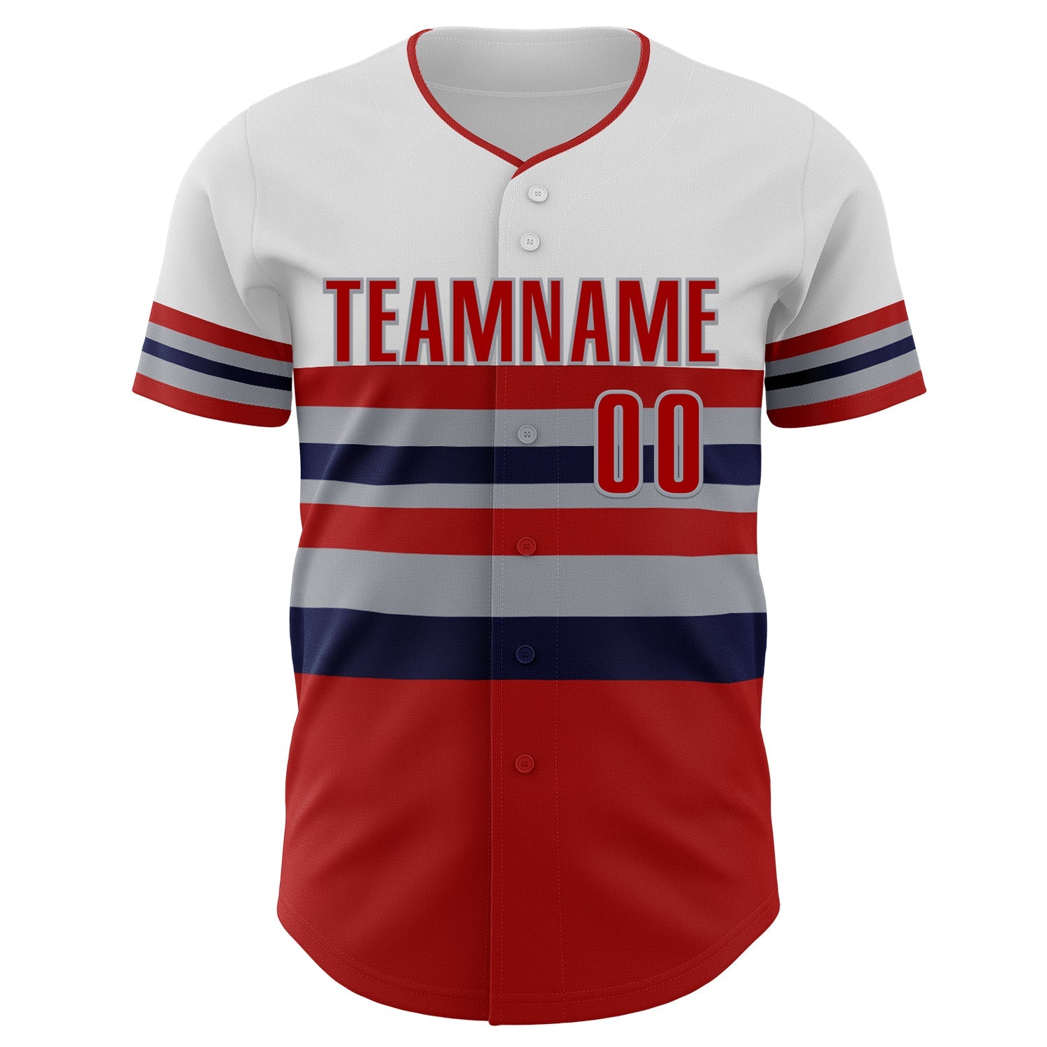 Custom White Red Navy-Gray Block Stripes Lines Los Angeles Style Authentic Baseball Jersey view 3