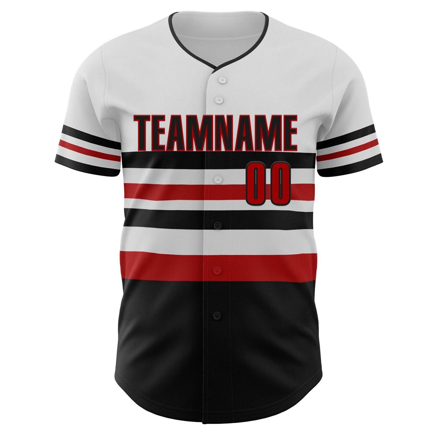 Custom White Red-Black Block Stripes Lines Washington Style Authentic Baseball Jersey view 3