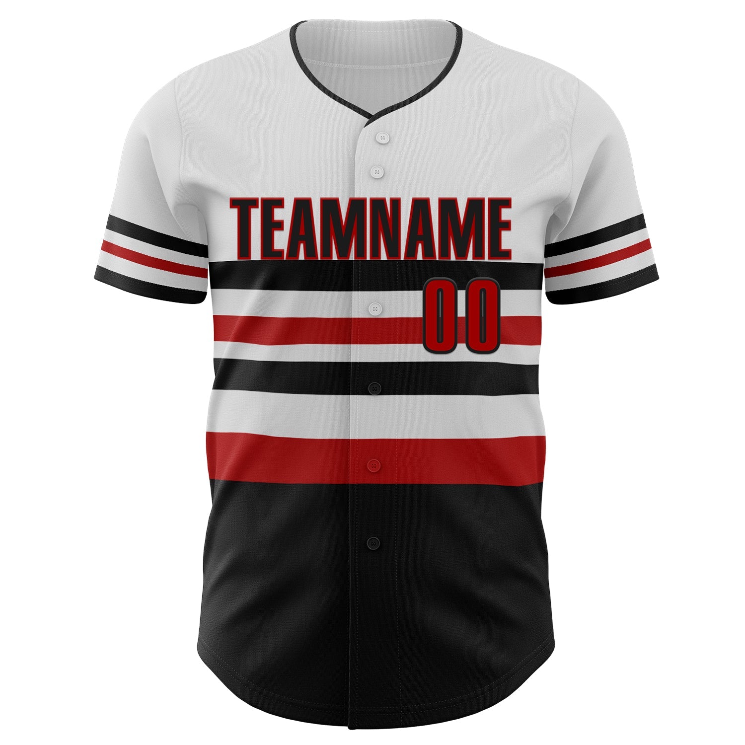 Custom White Red-Black Block Stripes Lines Washington Style Authentic Baseball Jersey view 3