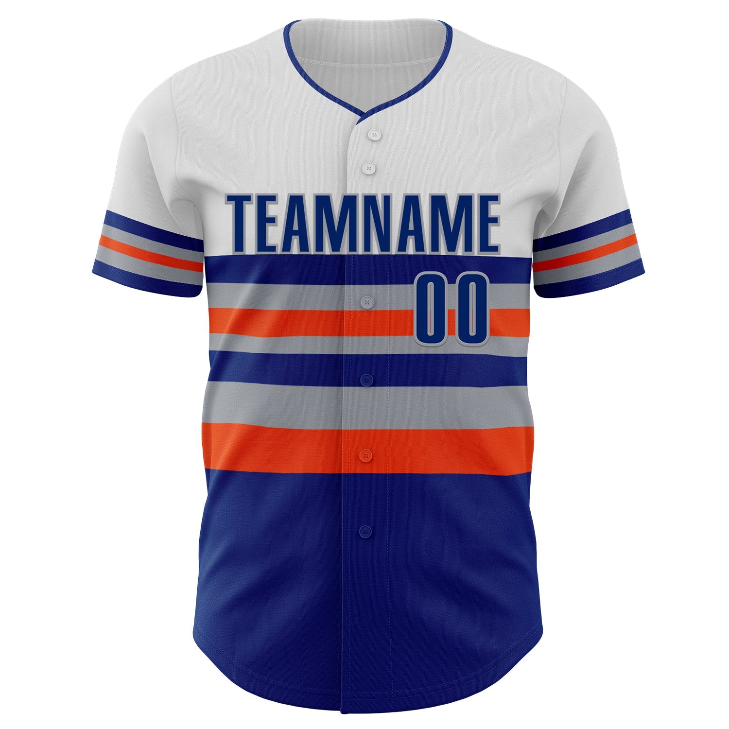 Custom White Royal Orange-Gray Block Stripes Lines New York Style Authentic Baseball Jersey view 3