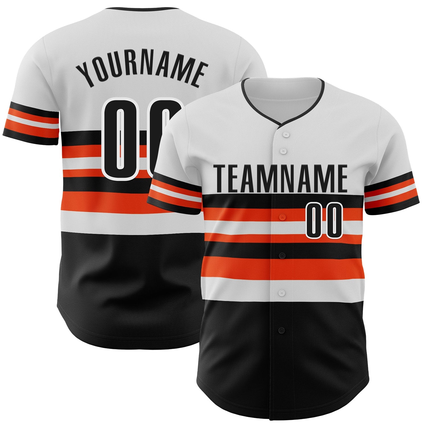 Custom White Black-Orange Block Stripes Lines Baltimore Style Authentic Baseball Jersey - Main View