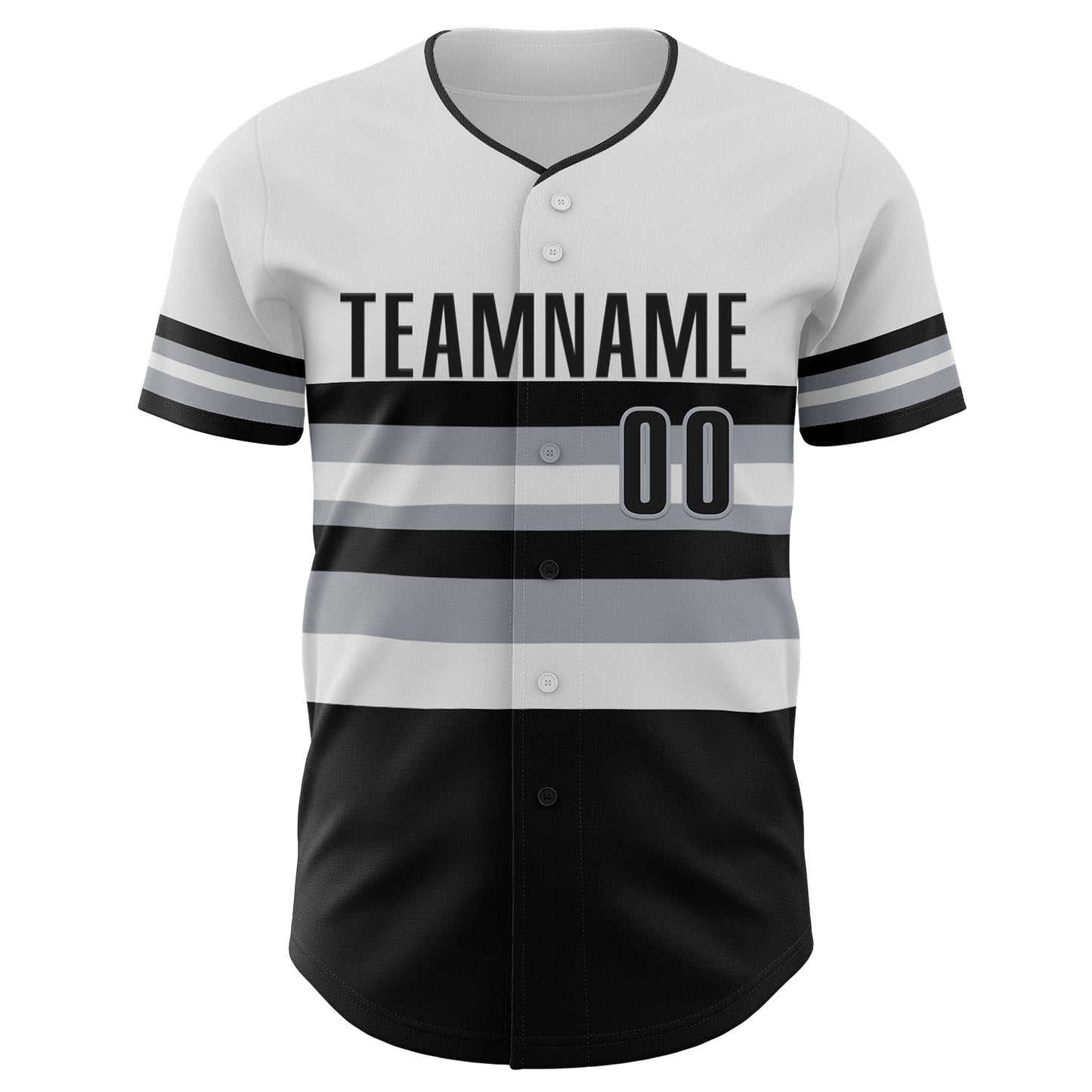 Custom White Black-Gray Block Stripes Lines Chicago Style Authentic Baseball Jersey view 3