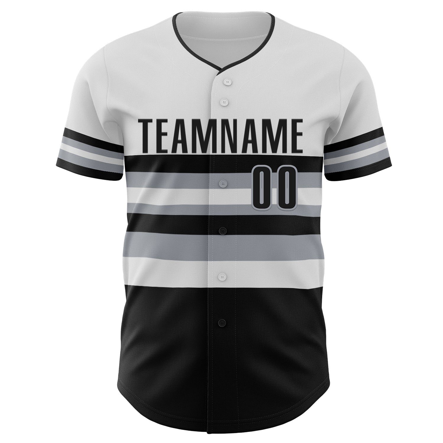 Custom White Black-Gray Block Stripes Lines Chicago Style Authentic Baseball Jersey view 3