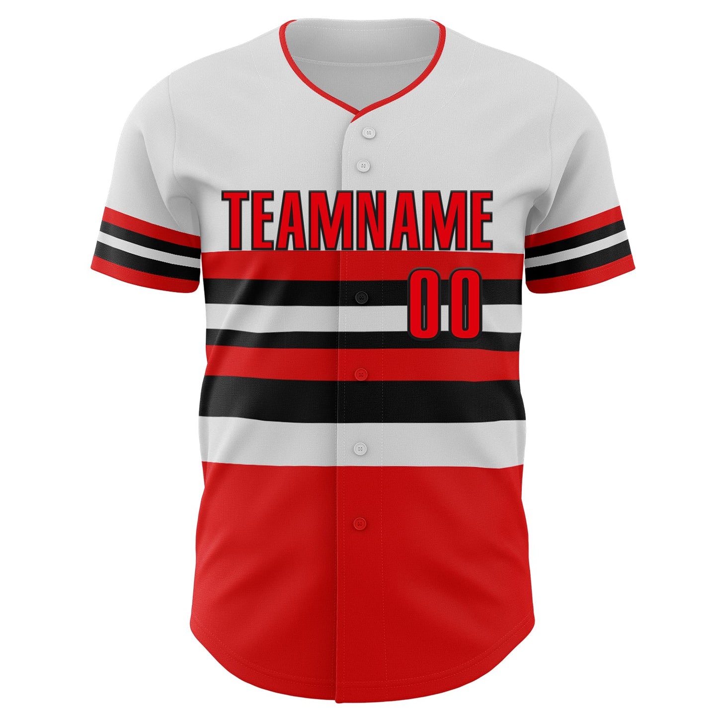 Custom White Fire Red-Black Block Stripes Lines Cincinnati Style Authentic Baseball Jersey view 3