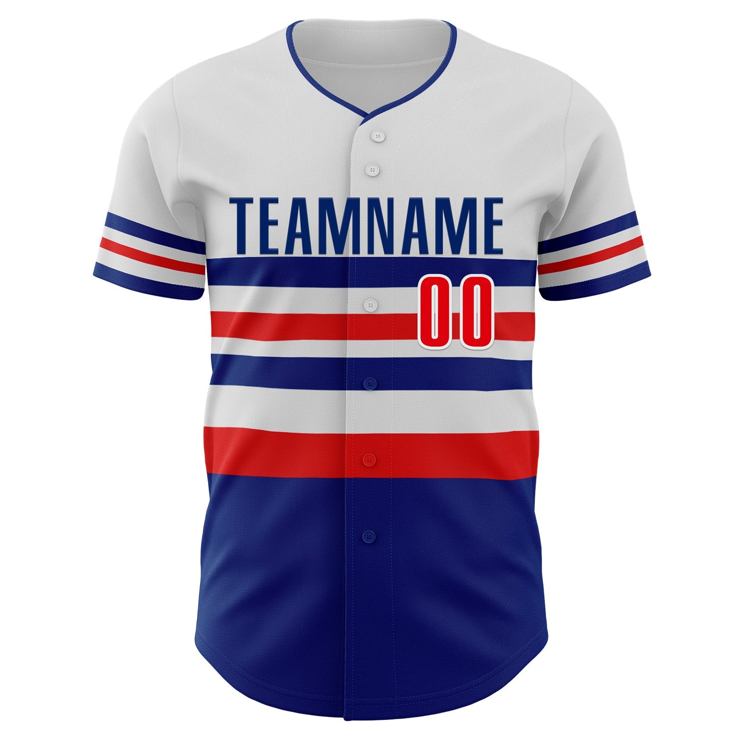 Custom White Fire Red-Royal Block Stripes Lines Los Angeles Style Authentic Baseball Jersey view 3