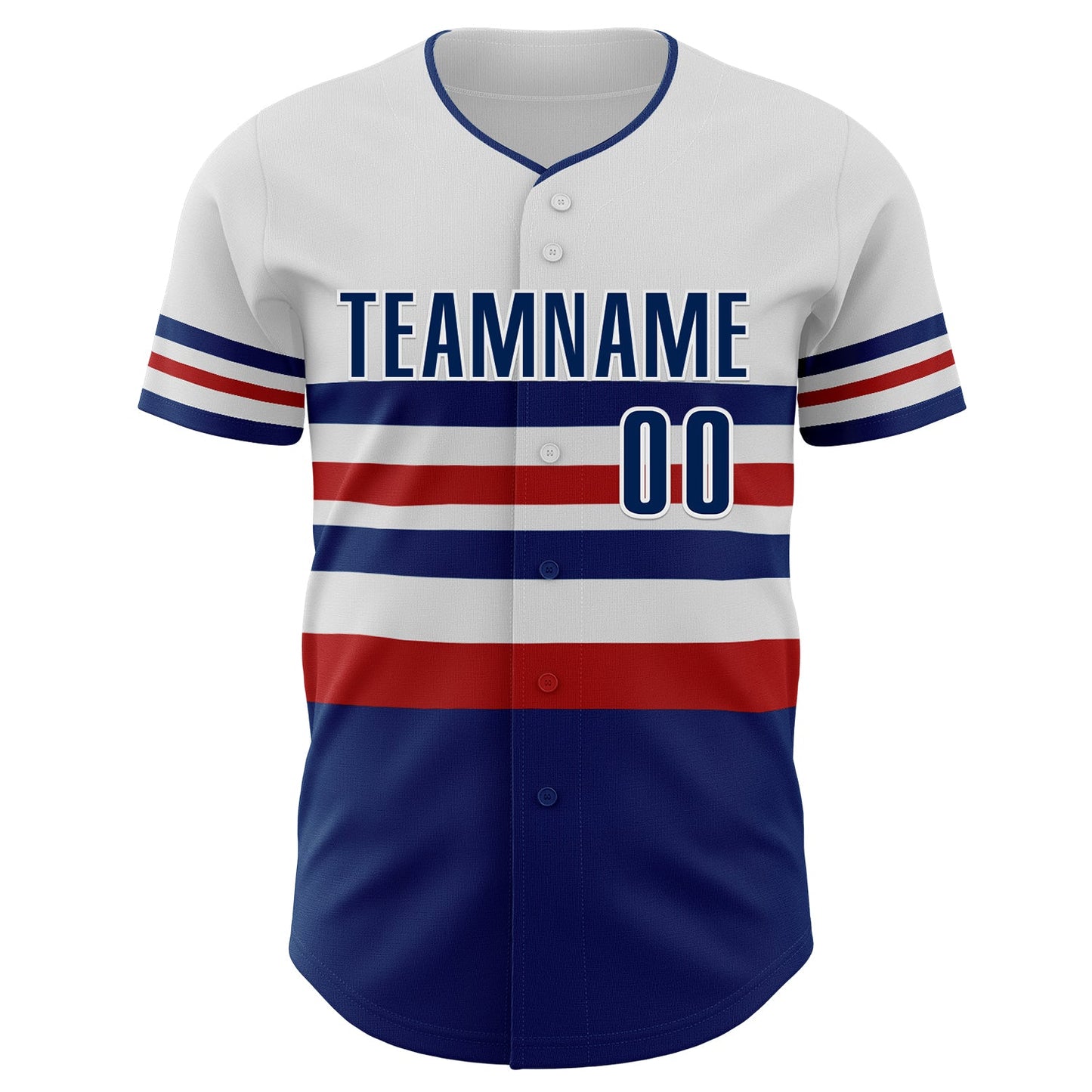Custom White US Navy Blue-Red Block Stripes Lines Philadelphia Style Authentic Baseball Jersey view 3