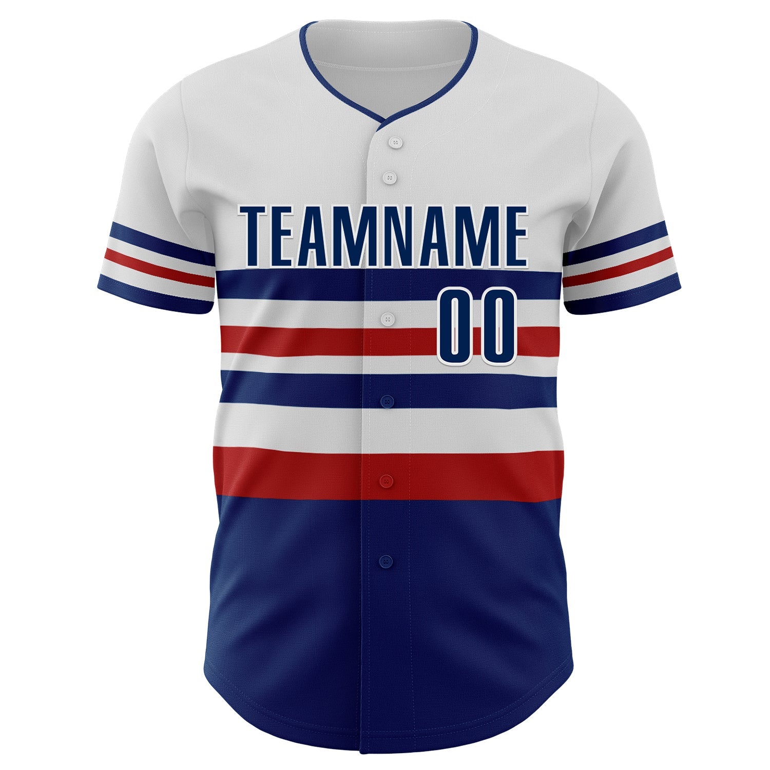 Custom White US Navy Blue-Red Block Stripes Lines Philadelphia Style Authentic Baseball Jersey view 3