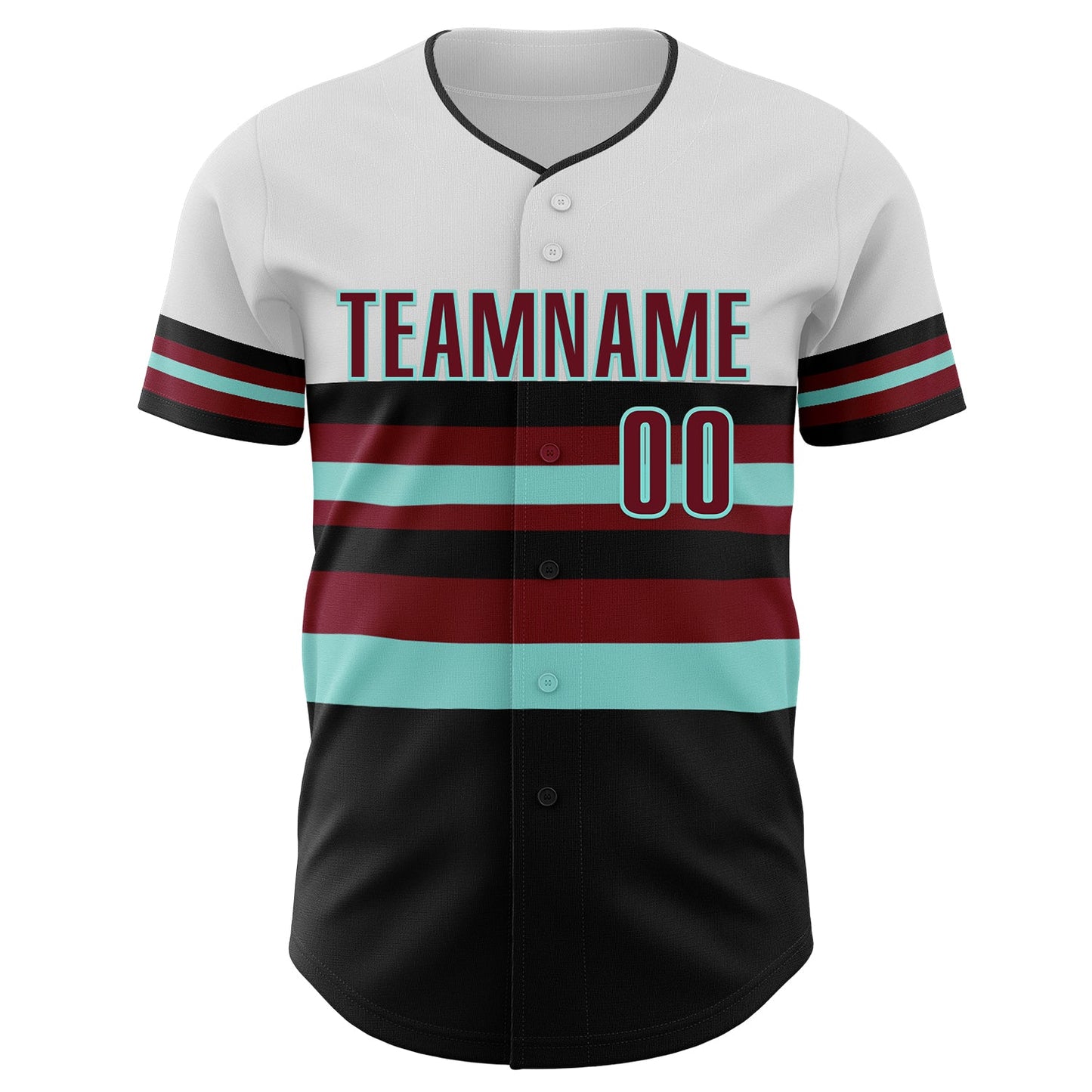 Custom White Crimson Black-Ice Blue Block Stripes Lines Arizona Style Authentic Baseball Jersey view 3