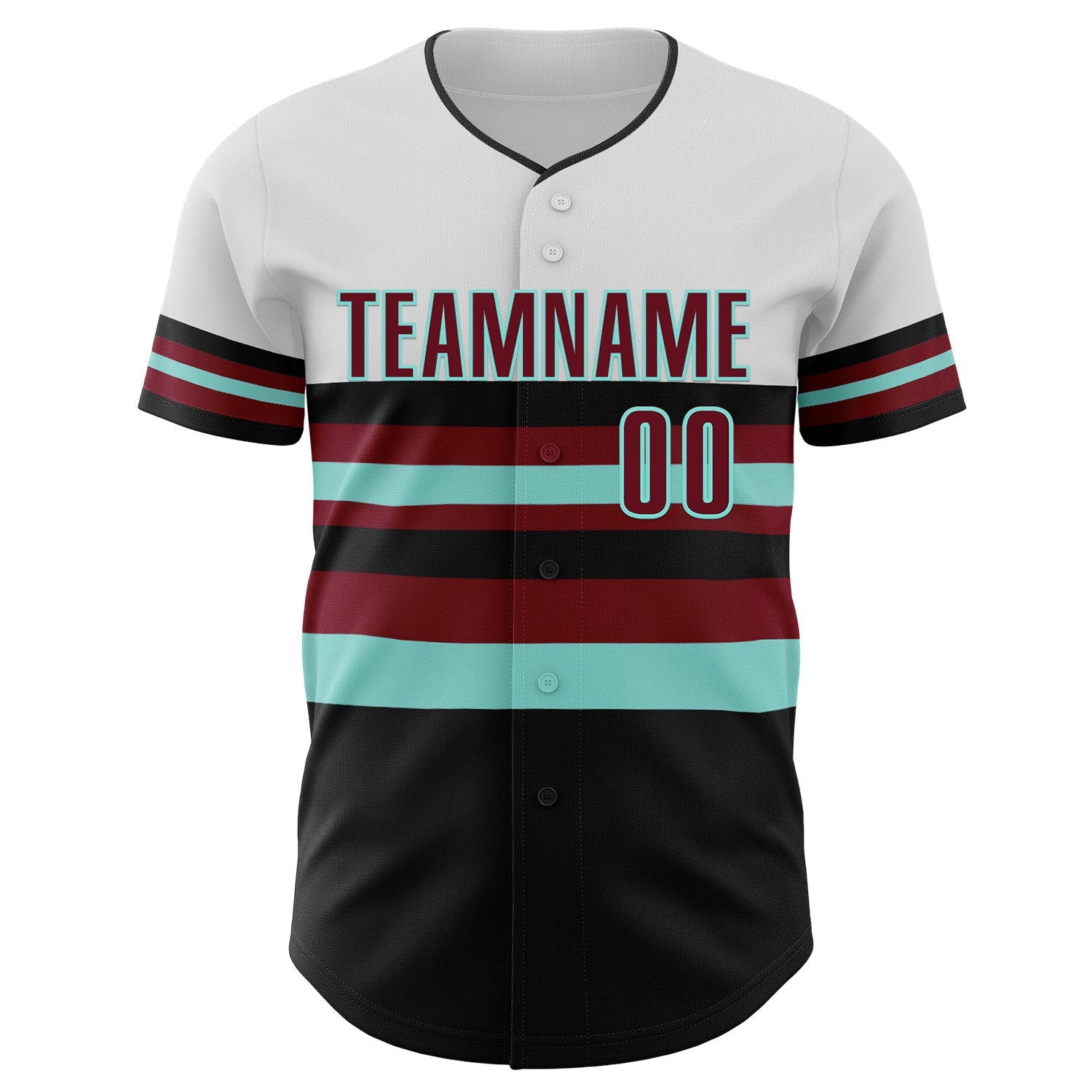 Custom White Crimson Black-Ice Blue Block Stripes Lines Arizona Style Authentic Baseball Jersey view 3