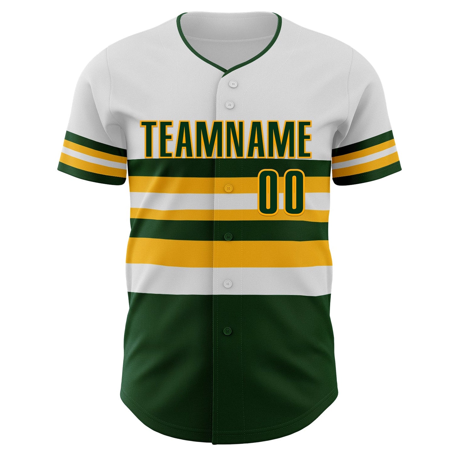 Custom White Green-Gold Block Stripes Lines Oakland Style Authentic Baseball Jersey view 3