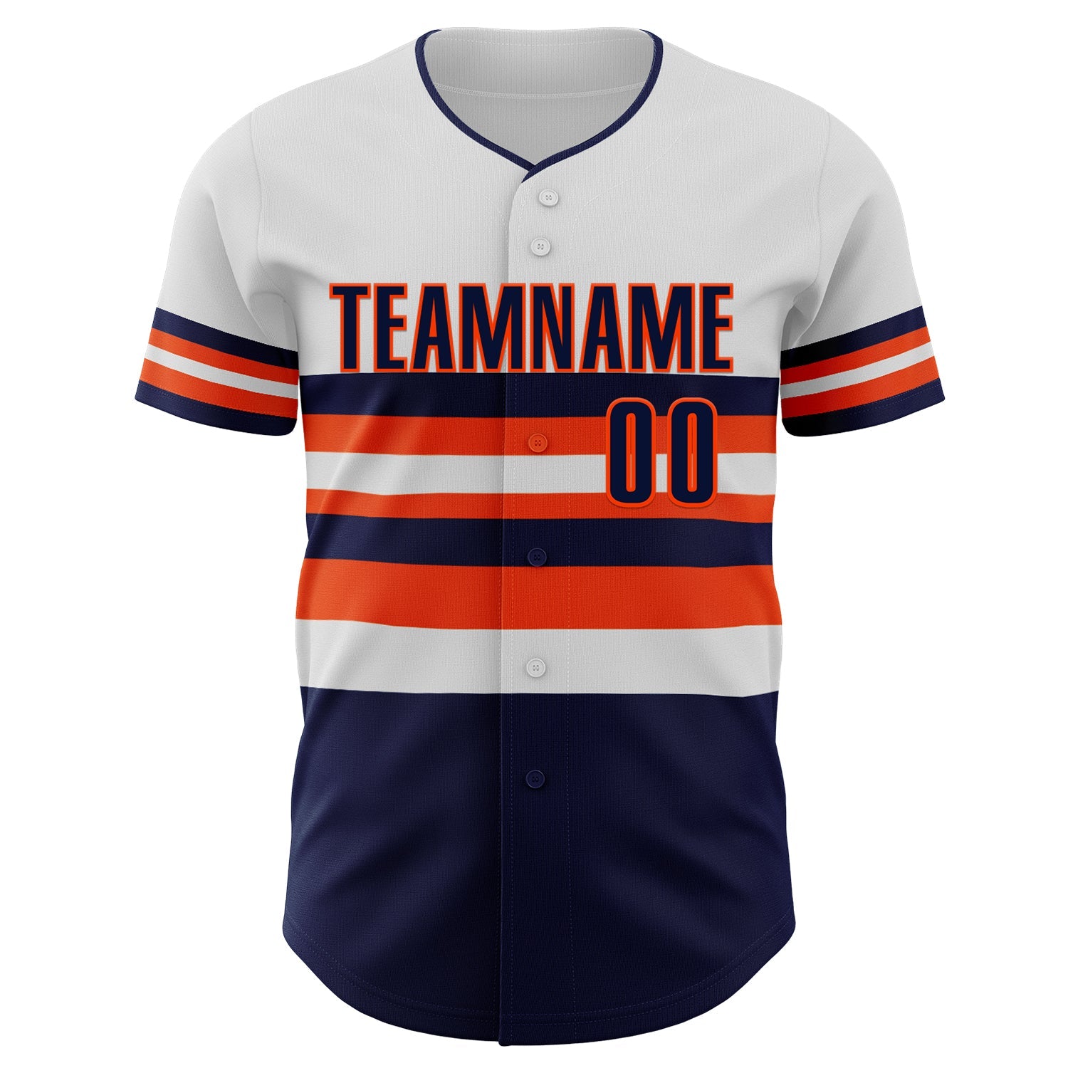 Custom White Navy-Orange Block Stripes Lines Houston Style Authentic Baseball Jersey view 3