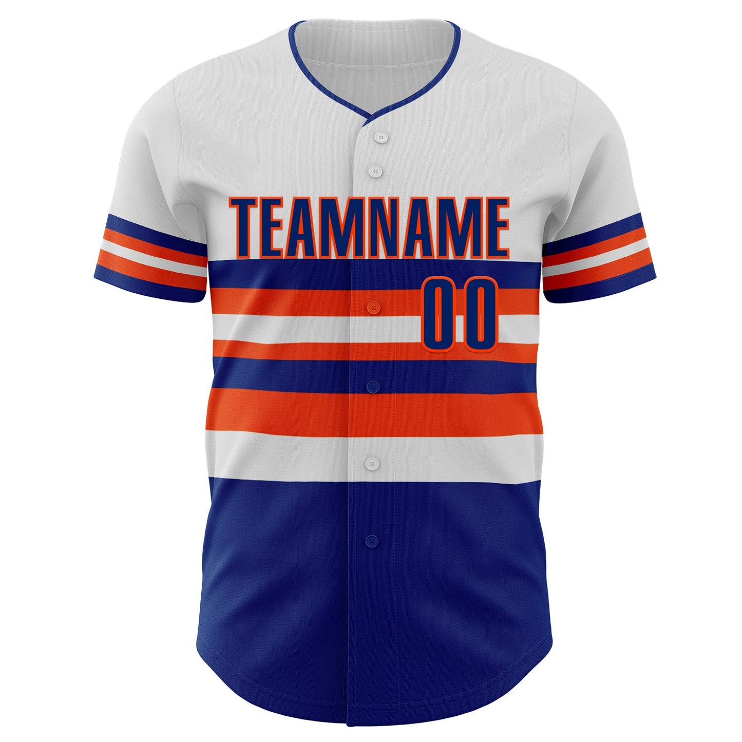 Custom White Royal-Orange Block Stripes Lines New York Style Authentic Baseball Jersey view 3