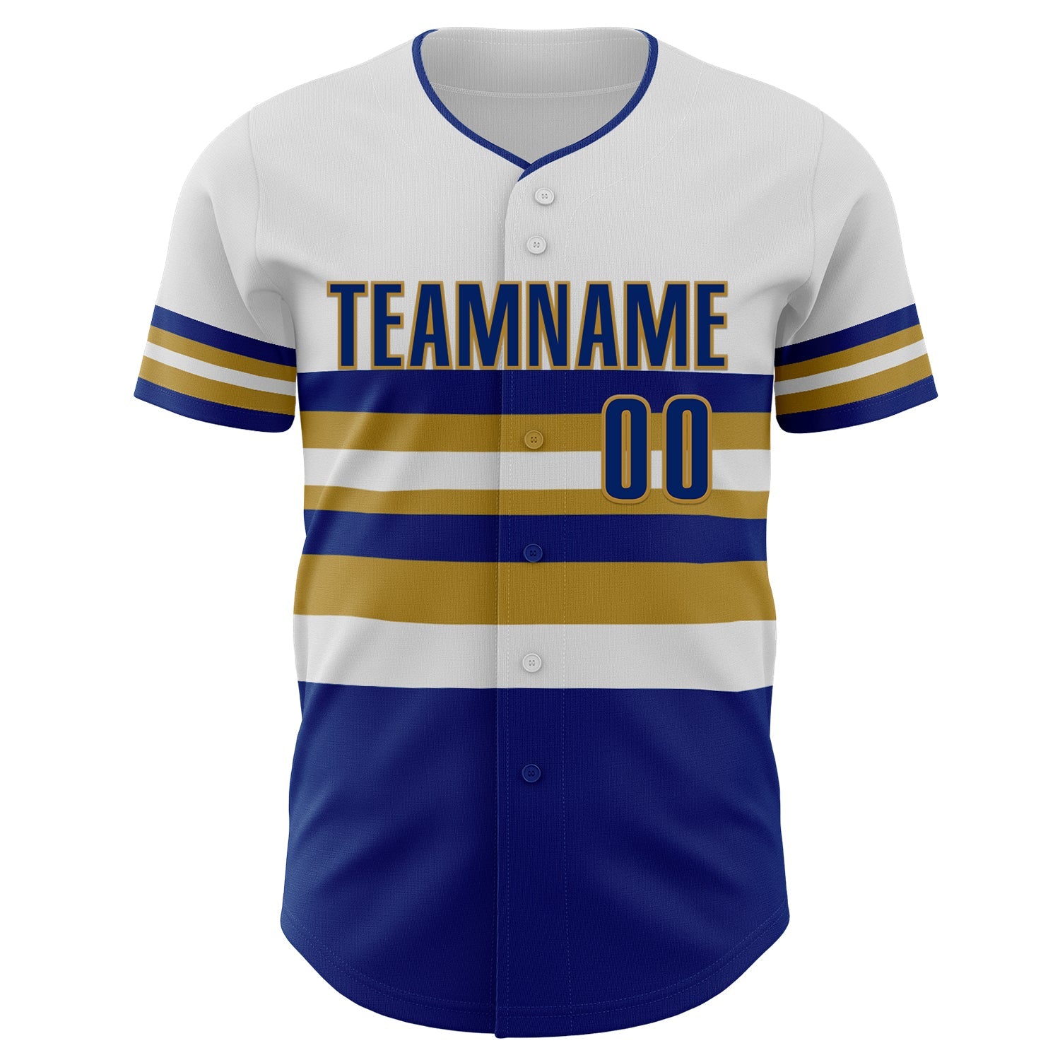 Custom White Royal-Old Gold Block Stripes Lines Kansas City Style Authentic Baseball Jersey view 3