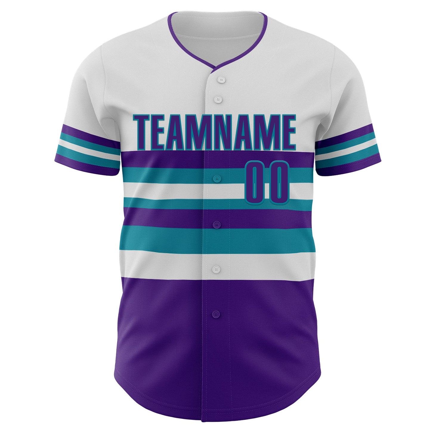 Custom White Purple-Teal Block Stripes Lines Charlotte Style Authentic Baseball Jersey view 3