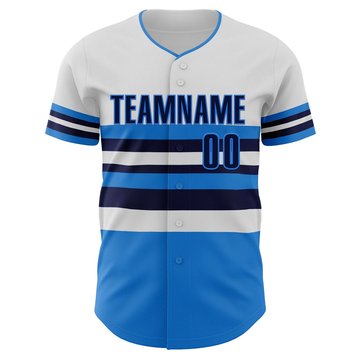 Custom White Navy-Electric Blue Block Stripes Lines Orlando Style Authentic Baseball Jersey view 3