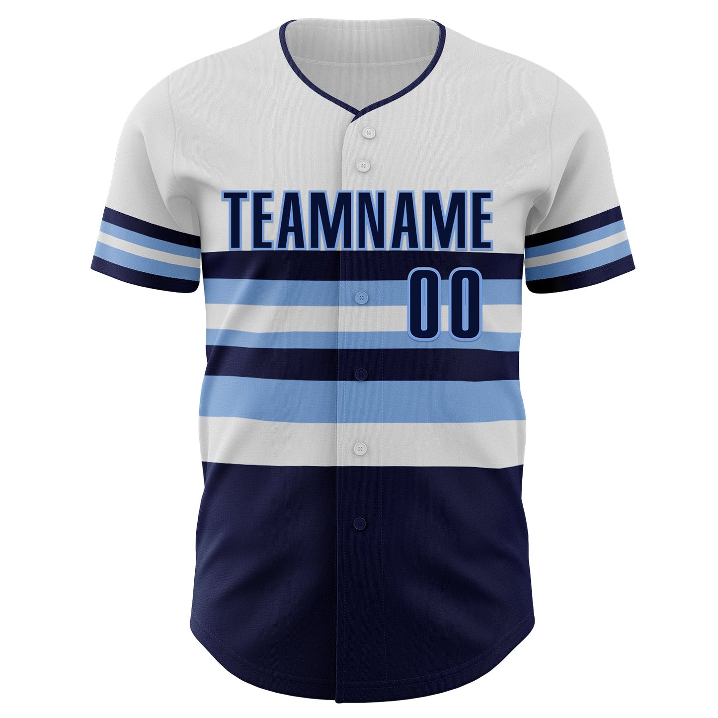 Custom White Navy-Light Blue Block Stripes Lines Tampa Bay Style Authentic Baseball Jersey view 3