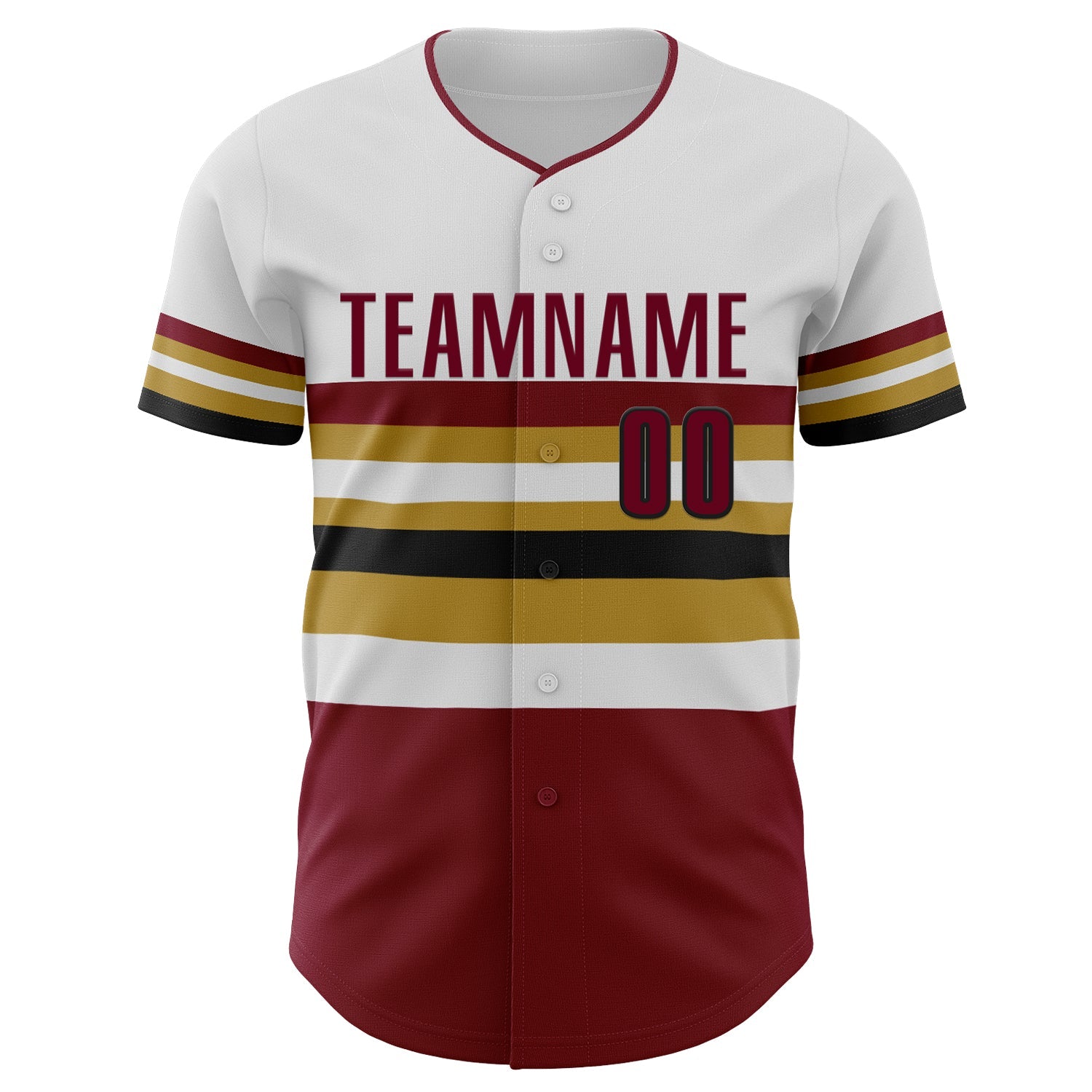 Custom White Crimson Old Gold-Black Block Stripes Lines Cleveland Style Authentic Baseball Jersey view 3
