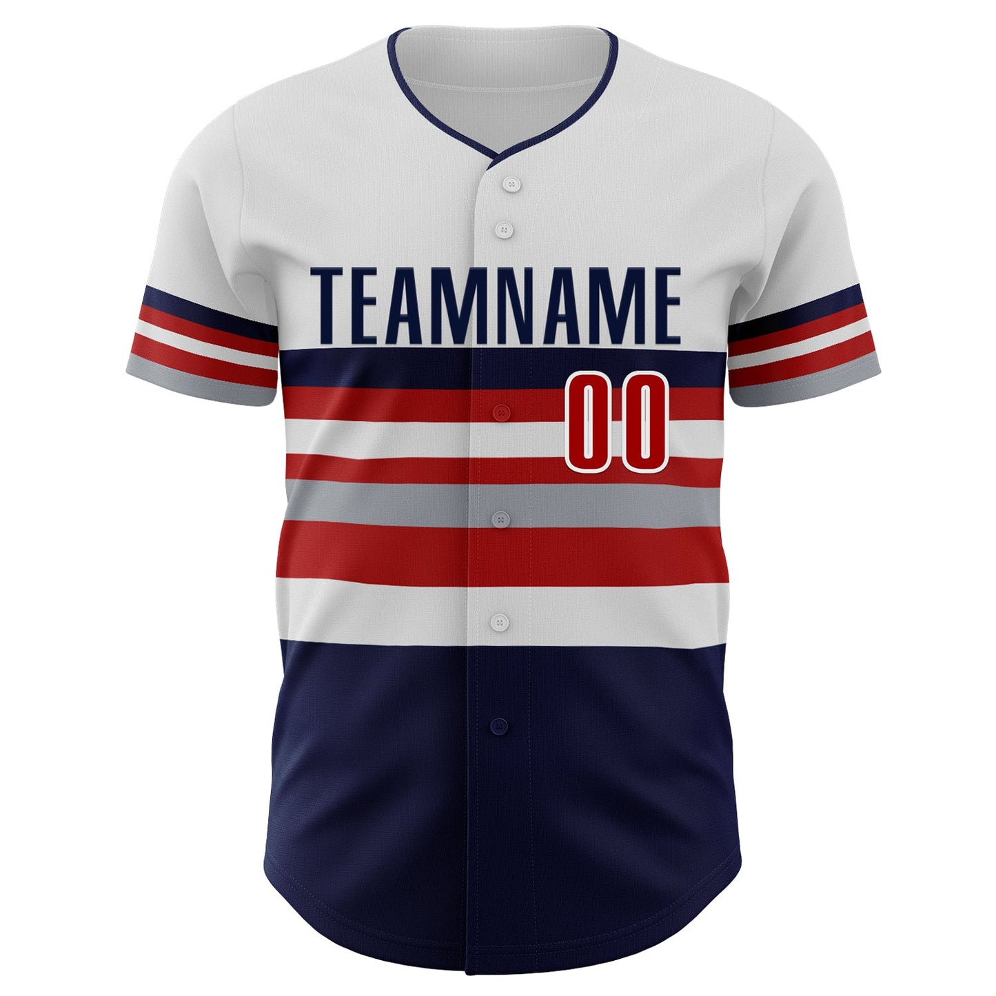 Custom White Red Navy-Gray Block Stripes Lines Minnesota Style Authentic Baseball Jersey view 3
