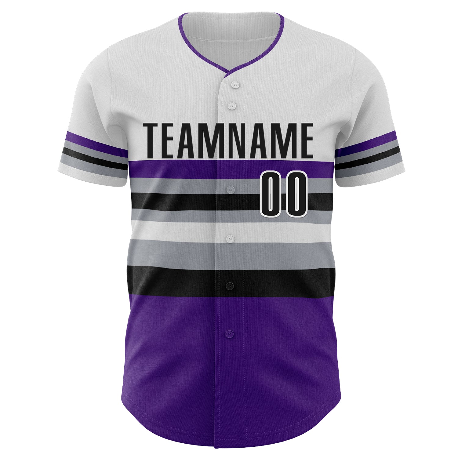 Custom White Black Purple Gray-Dark Purple Block Stripes Lines Colorado Style Authentic Baseball Jersey view 3