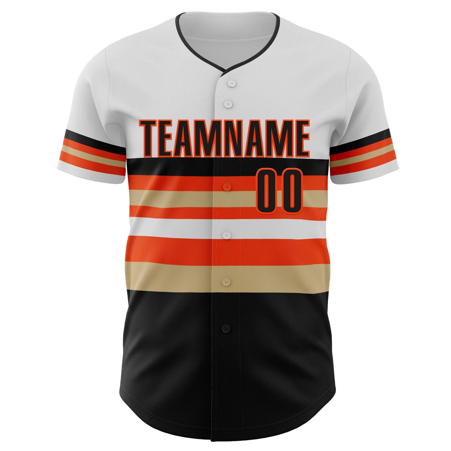 Custom White Black Vegas Gold-Orange Block Stripes Lines San Francisco Style Authentic Baseball Jersey view 3