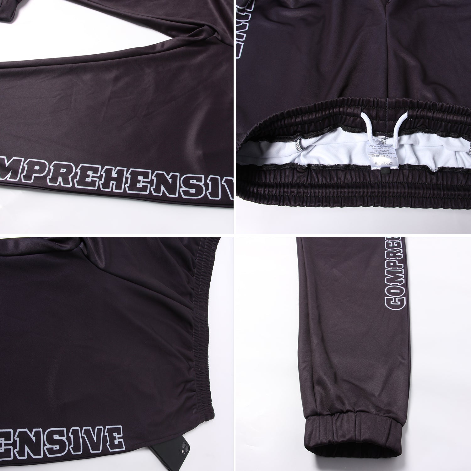 Custom Black Black-Gray Fleece Jogger Sweatpants view 3
