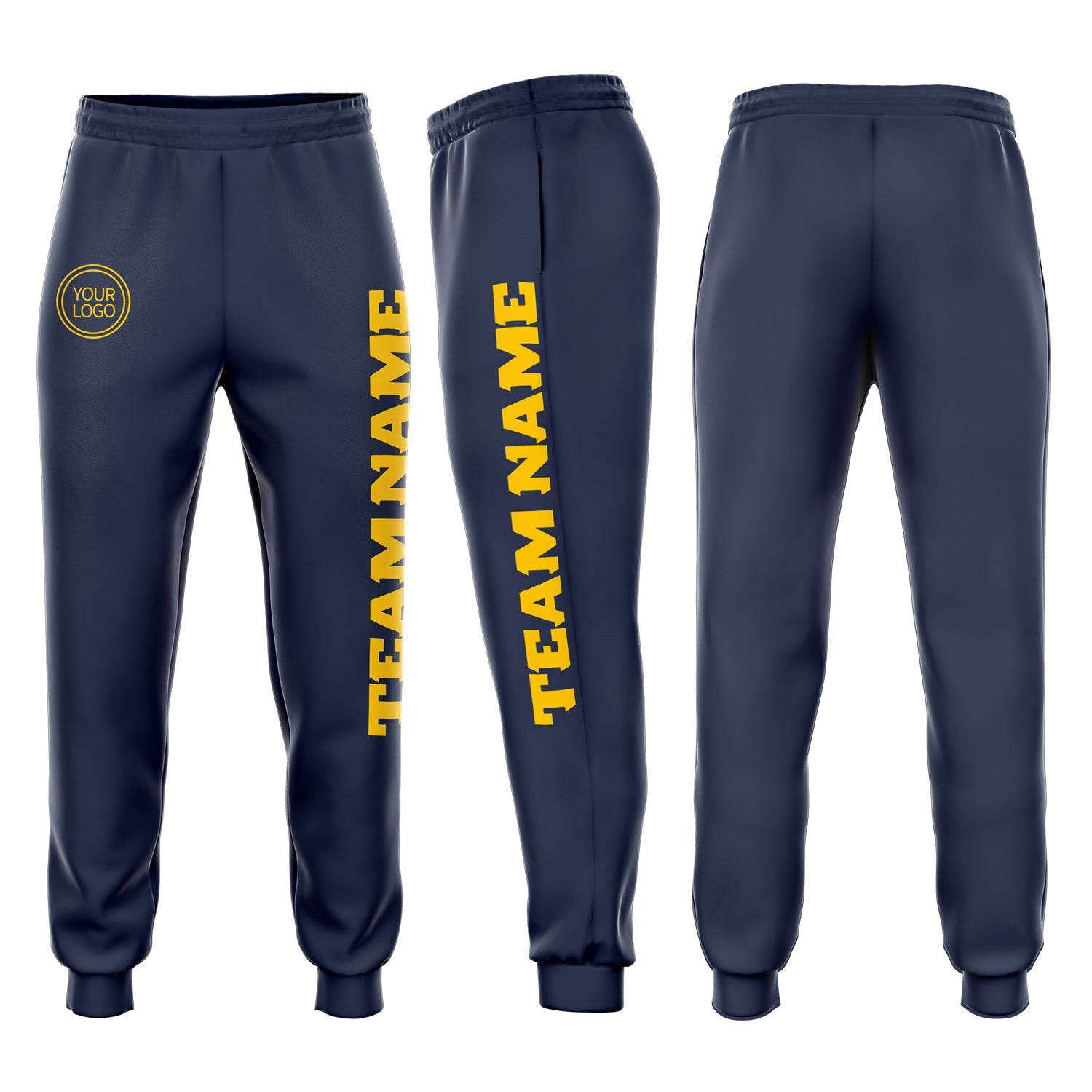 Custom Navy Gold Fleece Jogger Sweatpants - Main View
