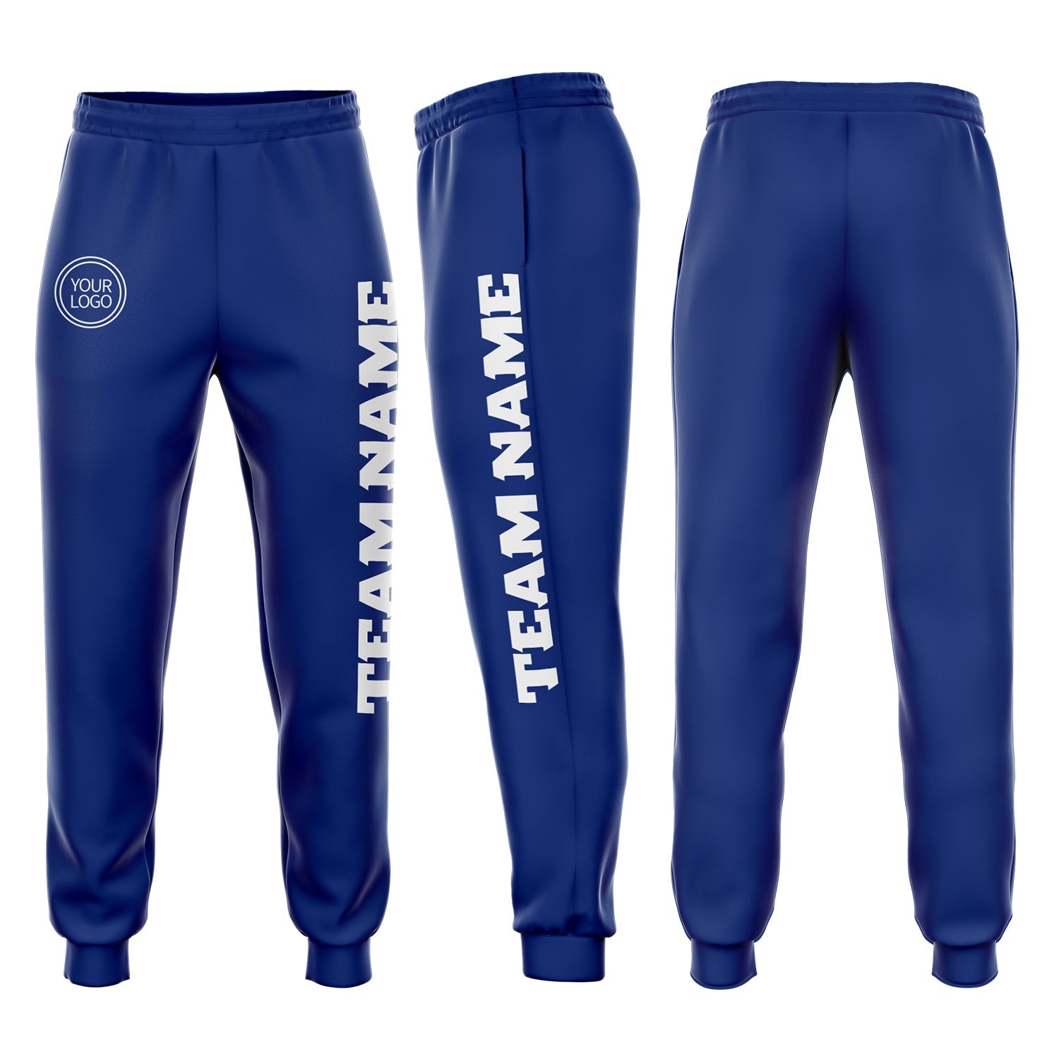 Custom Royal White Fleece Jogger Sweatpants - Main View