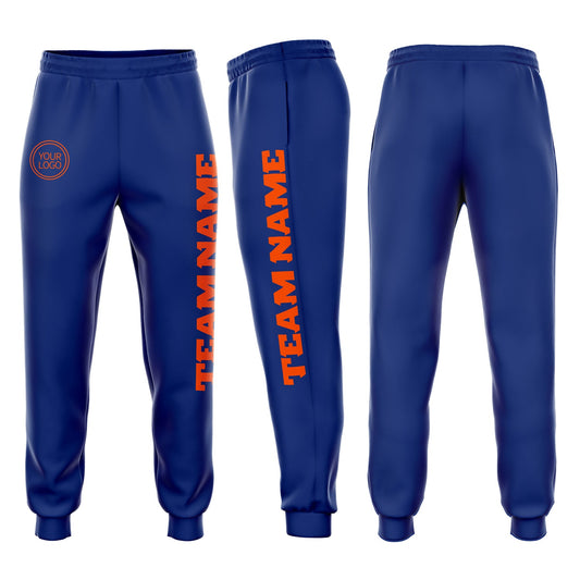Custom Royal Orange Fleece Jogger Sweatpants - Main View
