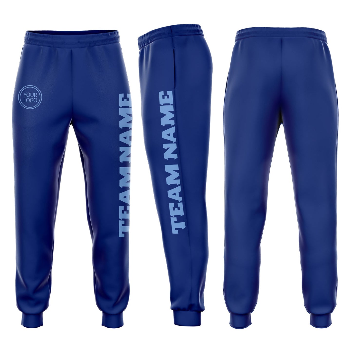 Custom Royal Light Blue Fleece Jogger Sweatpants - Main View