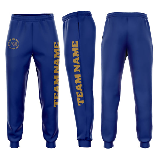 Custom Royal Old Gold Fleece Jogger Sweatpants - Main View