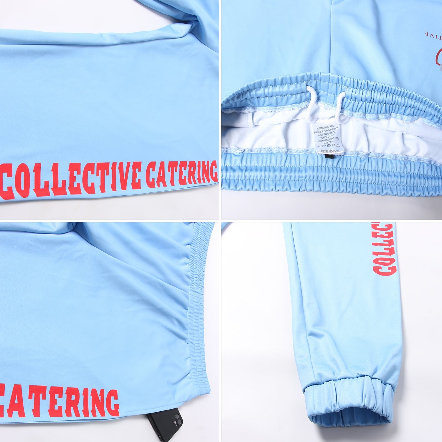 Custom Light Blue Red Fleece Jogger Sweatpants view 3