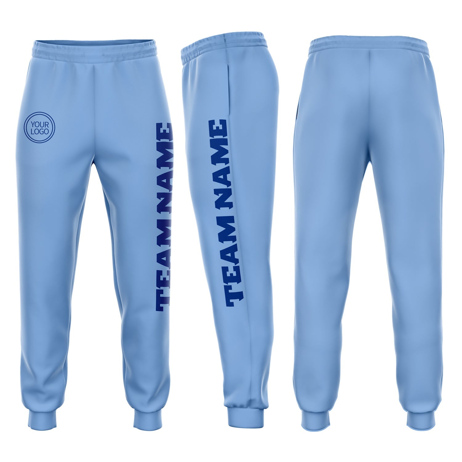 Custom Light Blue Royal Fleece Jogger Sweatpants - Main View
