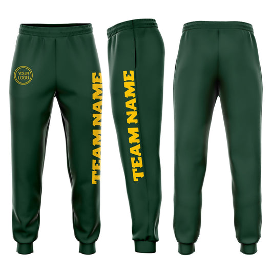 Custom Green Gold Fleece Jogger Sweatpants - Main View