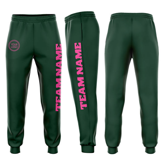 Custom Green Pink Fleece Jogger Sweatpants - Main View