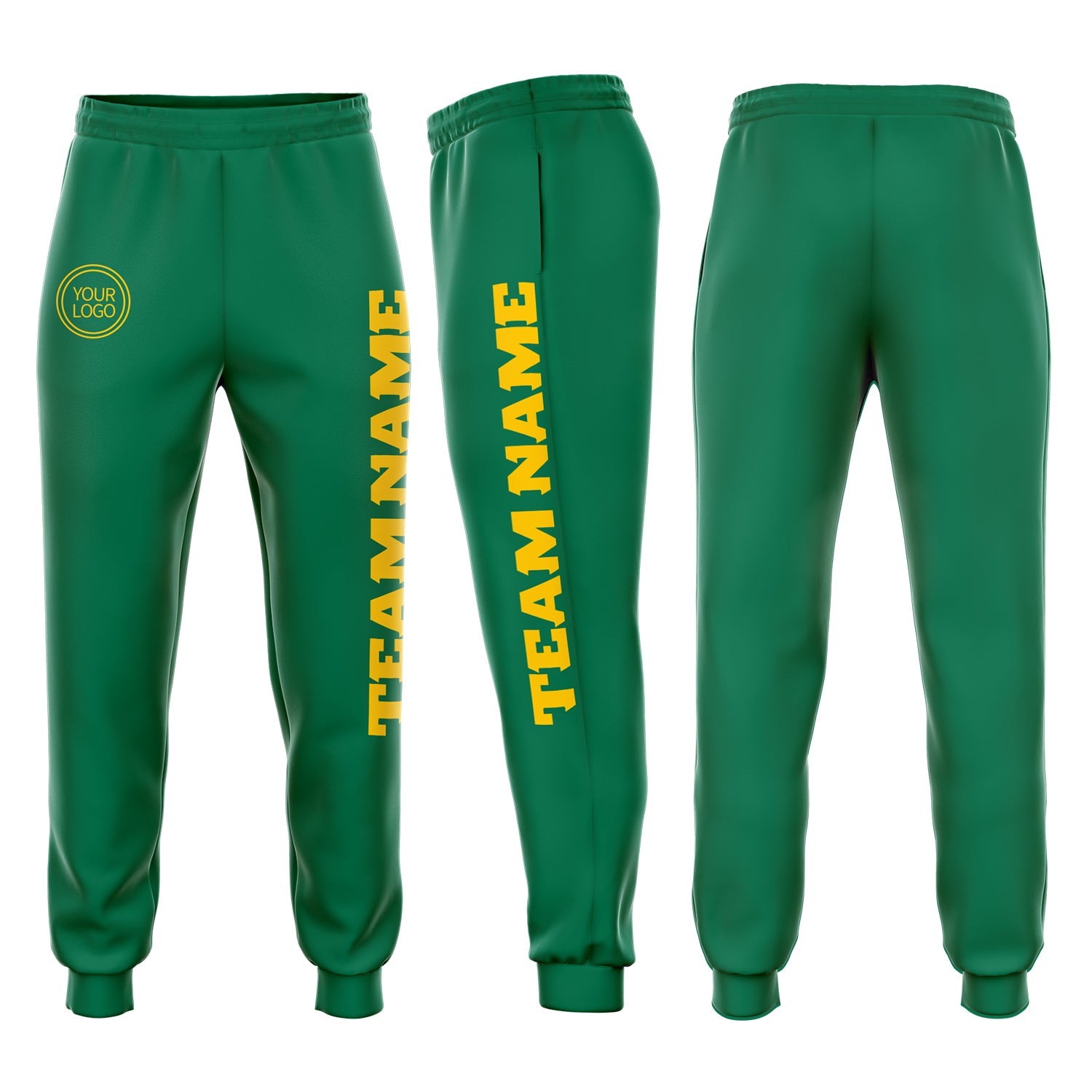 Custom Kelly Green Gold Fleece Jogger Sweatpants - Main View