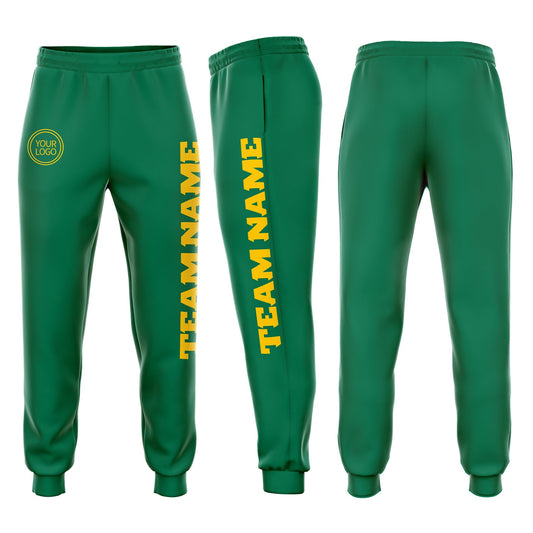 Custom Kelly Green Gold Fleece Jogger Sweatpants - Main View