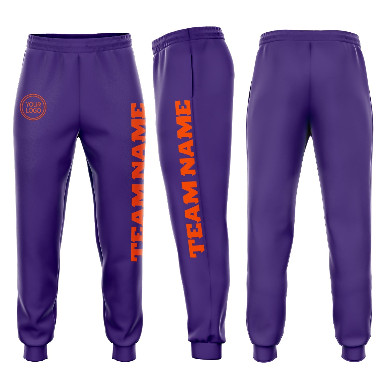 Custom Purple Orange Fleece Jogger Sweatpants - Main View