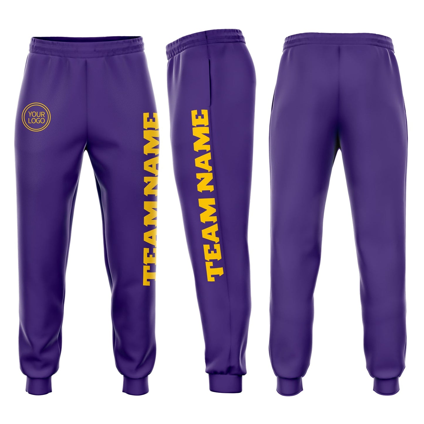 Custom Purple Gold Fleece Jogger Sweatpants - Main View