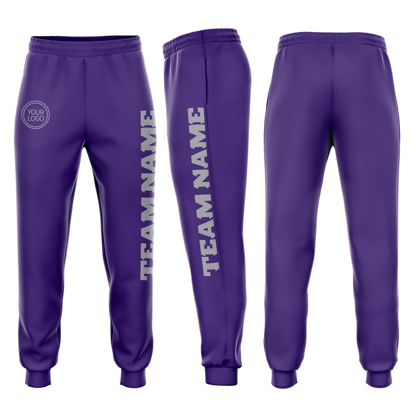 Custom Purple Gray Fleece Jogger Sweatpants - Main View