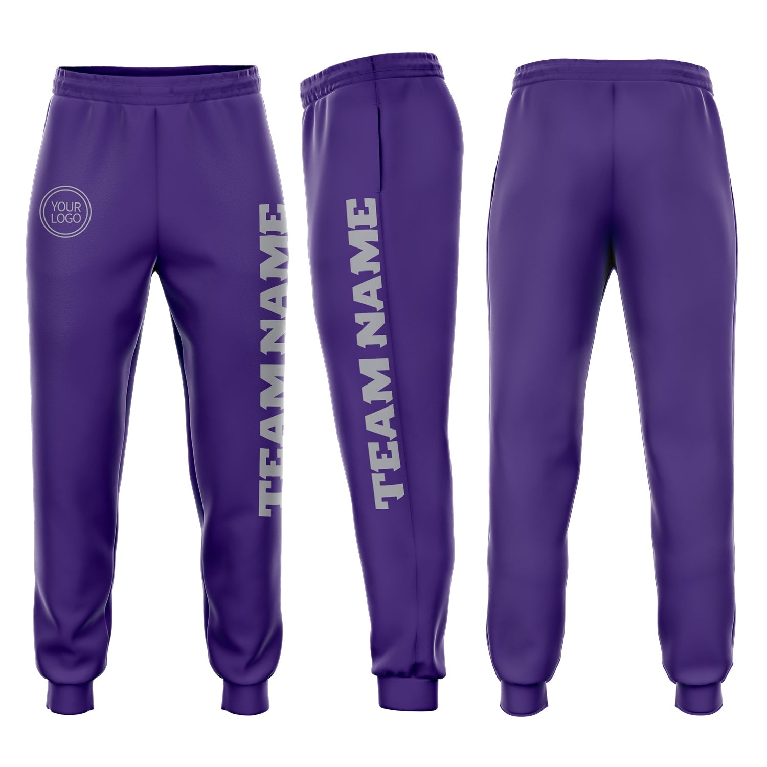 Custom Purple Gray Fleece Jogger Sweatpants - Main View