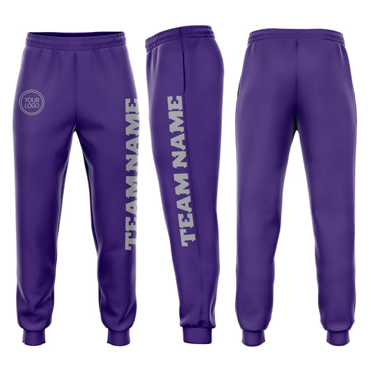 Custom Purple Gray Fleece Jogger Sweatpants - Main View