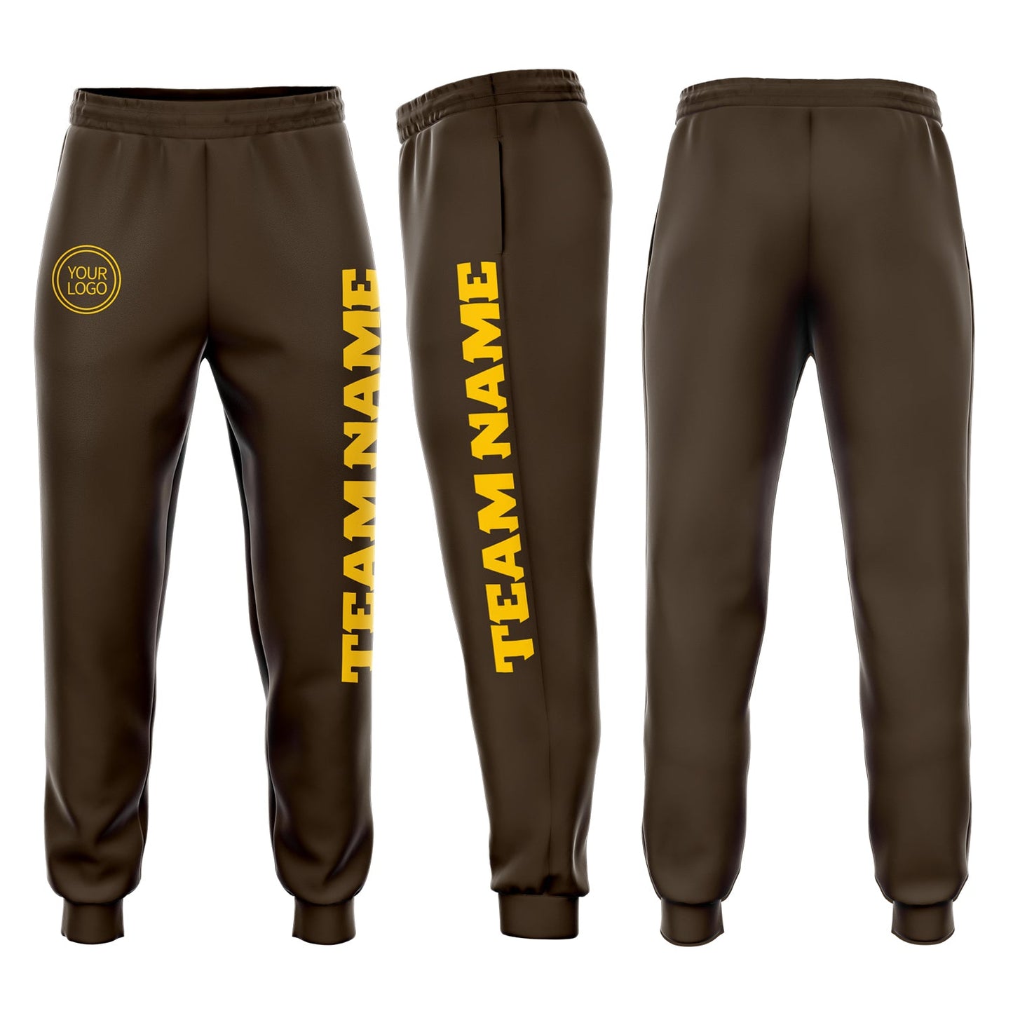 Custom Brown Gold Fleece Jogger Sweatpants - Main View