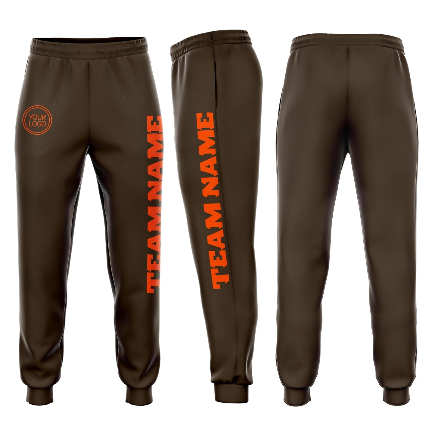 Custom Brown Orange Fleece Jogger Sweatpants - Main View